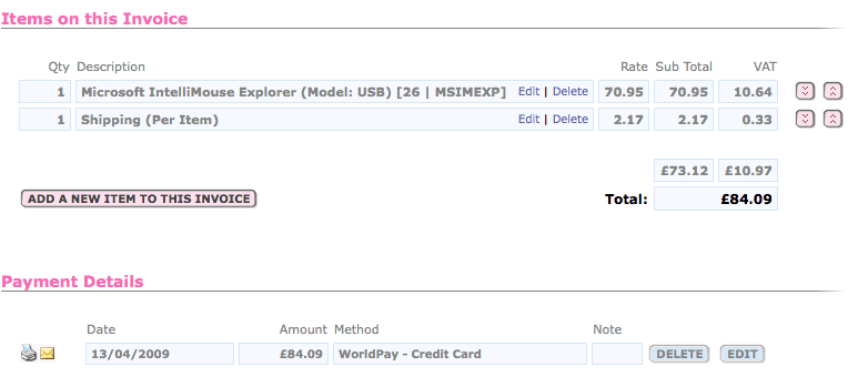 Kashflow Invoice