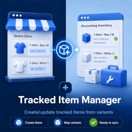 Tracked Item Manager creating and mapping Xero tracked inventory items from online store variants